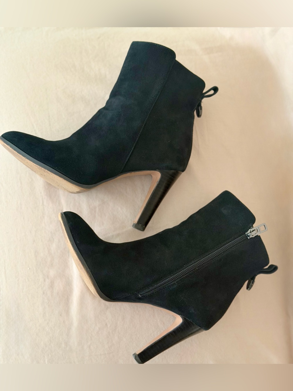 COACH Jemma Kid Suede Black High Heel Stiletto Ankle Boots Size 7B